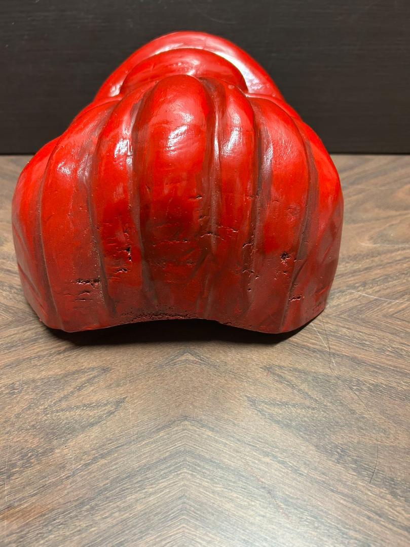 2個セット 鬼 お面 壁掛け 赤レッド 魔除け 木製 木彫刻