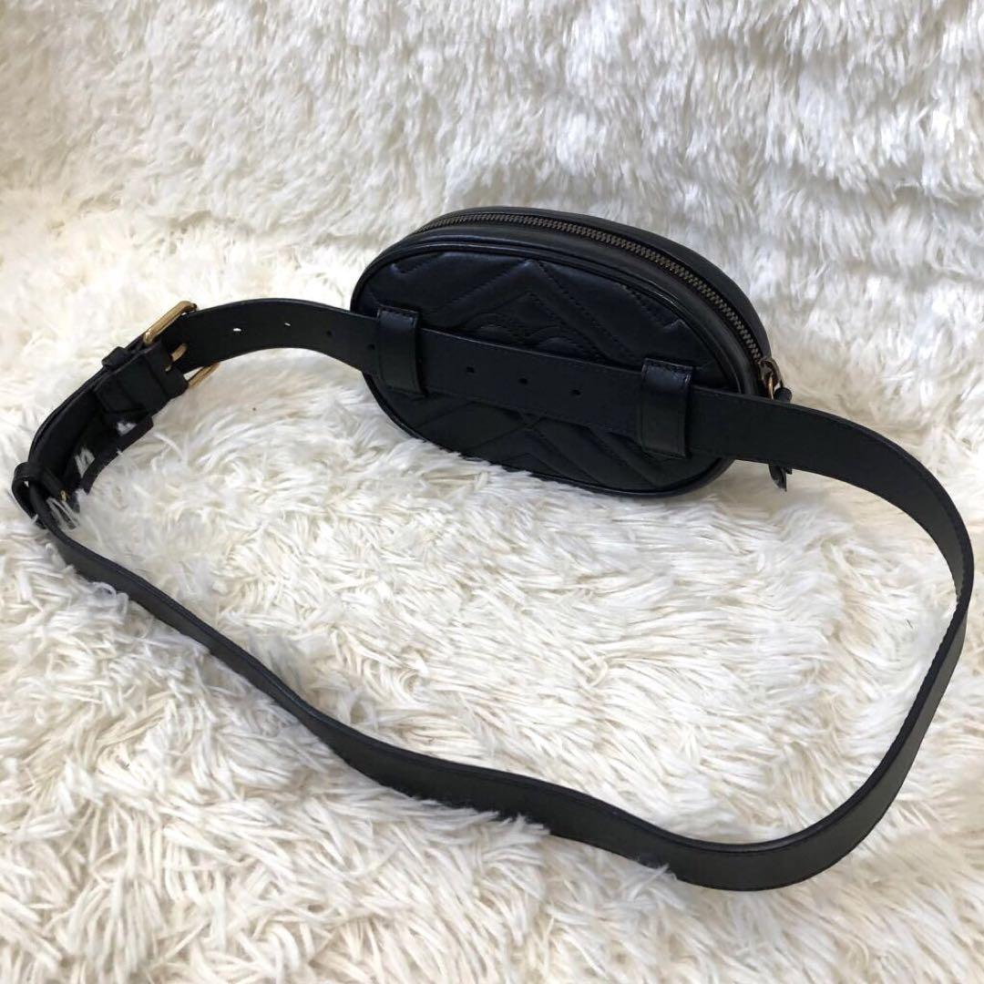 未使用級✨グッチ ボディバッグ GGマーモント ウエストバッグ ブラック