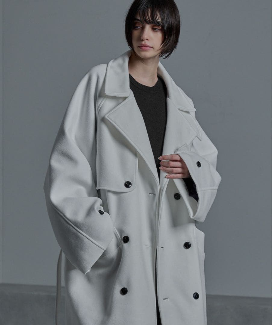 cussil ウールライク ヘビーメルトン ルーズスリーブトレンチコートS cussil