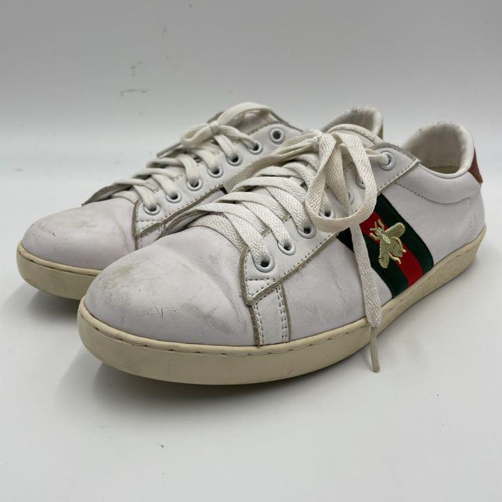 39%割引グレイ系,27.5cm今年も話題の 【人気】GUCCI 蜂 ビー 【新品】 27.5cm 白 ビー エース スニーカー グッチ スニーカー