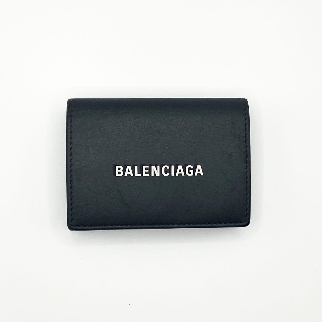 ✨美品✨BALENCIAGA 三つ折り ミニ財布 エブリデイ ロゴ ブルー