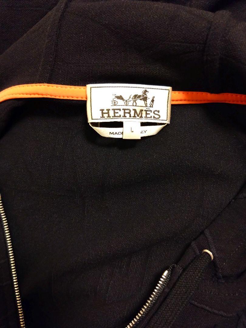 HERMES エルメス メンズ フーディ ブラック パーカー