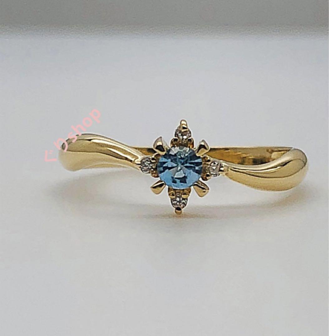 【信頼】 リング k18 ブルートパーズ 10号 リング ダイヤモンド アクセサリー