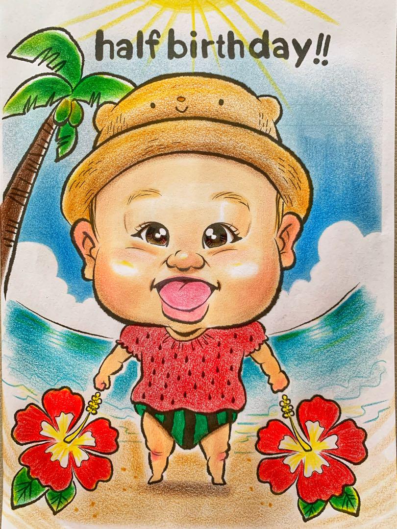 カワイイ似顔絵オーダー 文字無料 還暦プレゼント - メルカリ