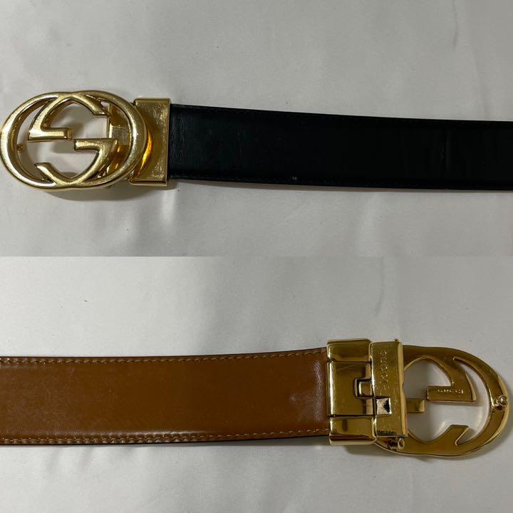 特価在庫あ 美品 ゴールドバックル レザー ブラック qCSdG-m87296999669 GUCCI ベルト インターロッキング 安い即納