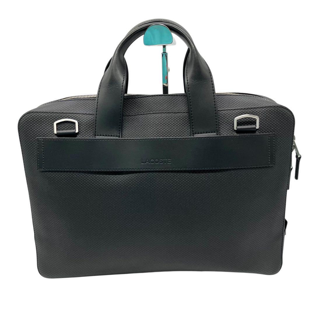 美品 2045 LACOSTE ブリーフケース 2way レザー ブラック A4