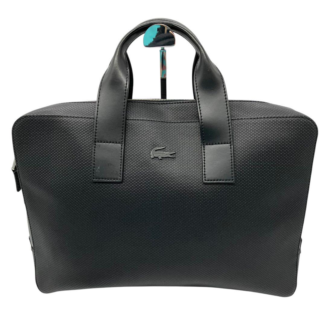 美品 2045 LACOSTE ブリーフケース 2way レザー ブラック A4