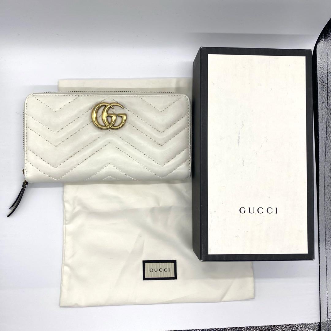 Gucci GGロゴ キルティング長財布 アイボリー