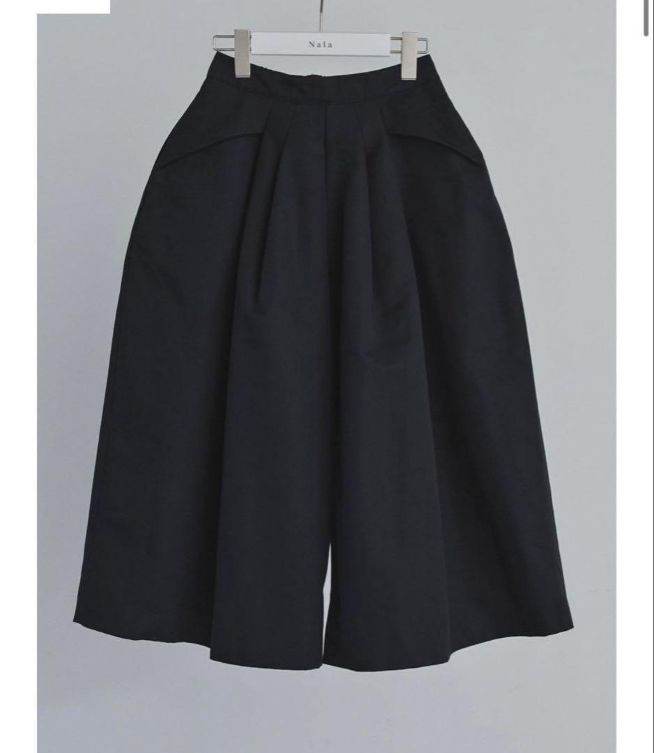 H01488）nala　 ナラ　ドレスパンツ　黒　2022　キュロット　ガウチョ H01488）nala ナラ ドレスパンツ 黒 2022 キュロット ガウチョ