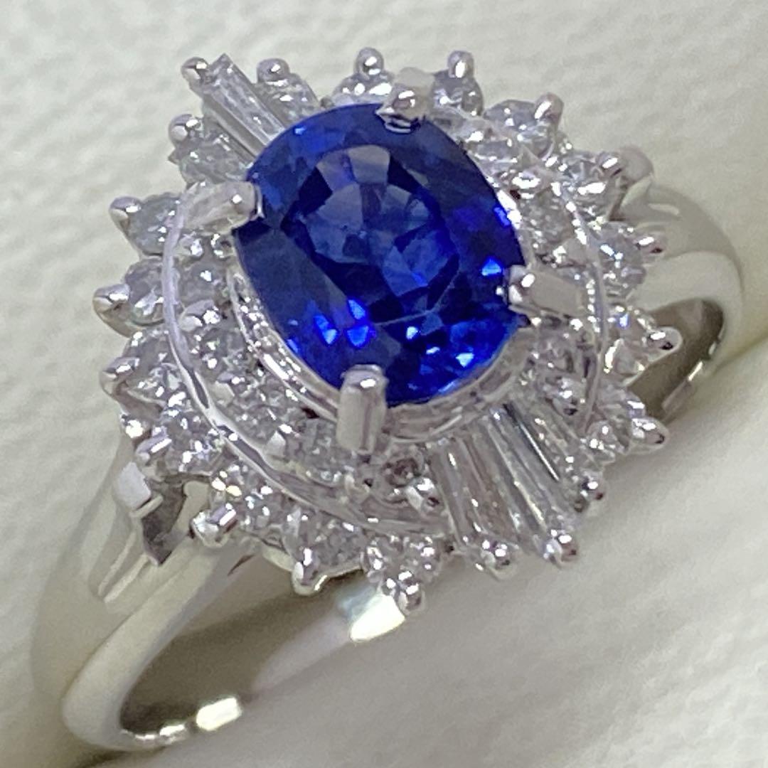 Pt900　高品質サファイアリング　S1.01ct　ダイヤモンド入り　5.25ｇ