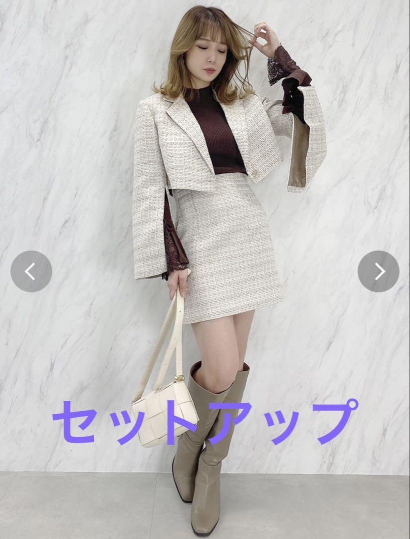 dazzlin ジップスリーブツイードジャケット ミニスカート