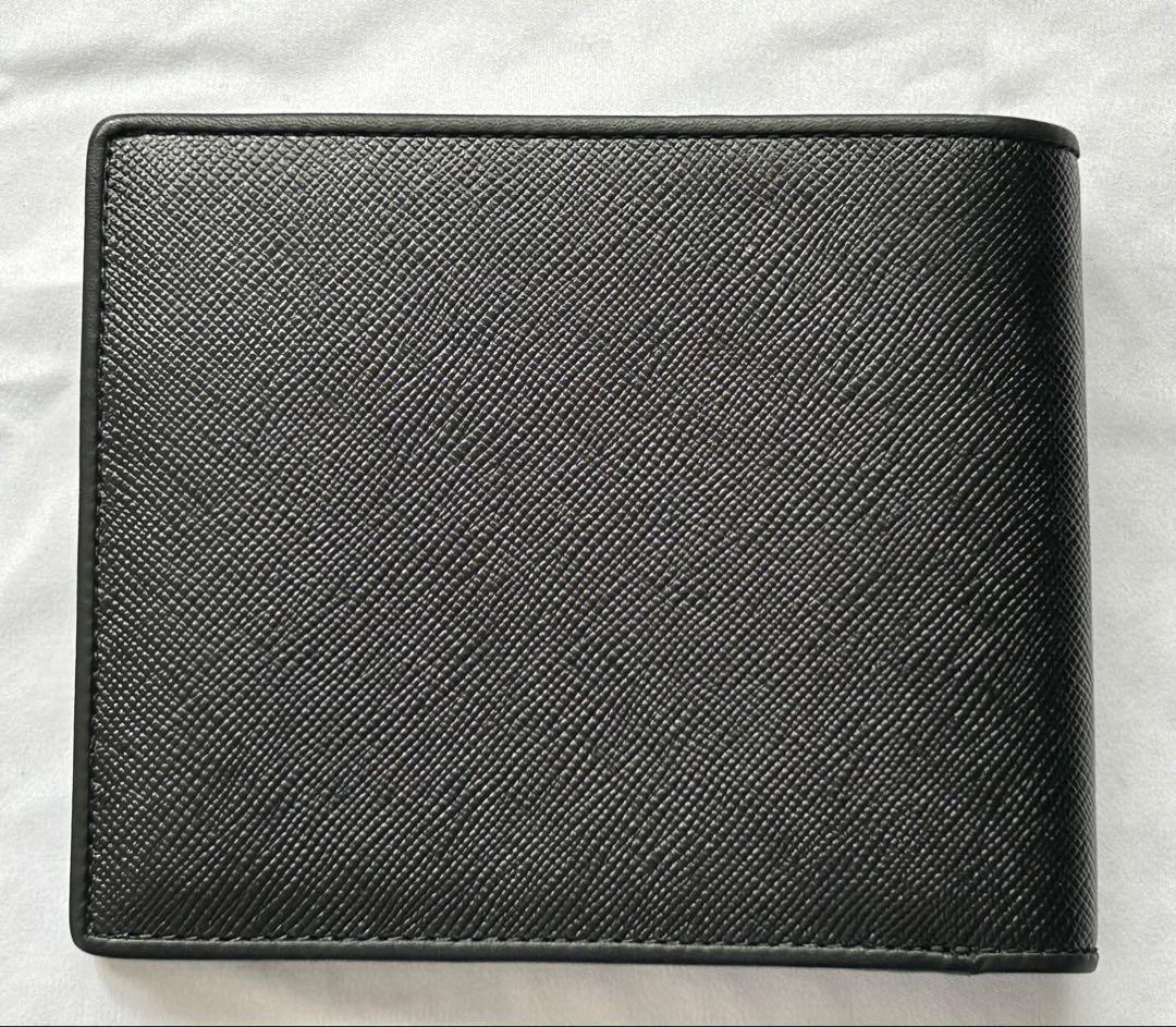 美品　ポロ　ラルフローレン　レザー二つ折り財布　黒革　ブラック