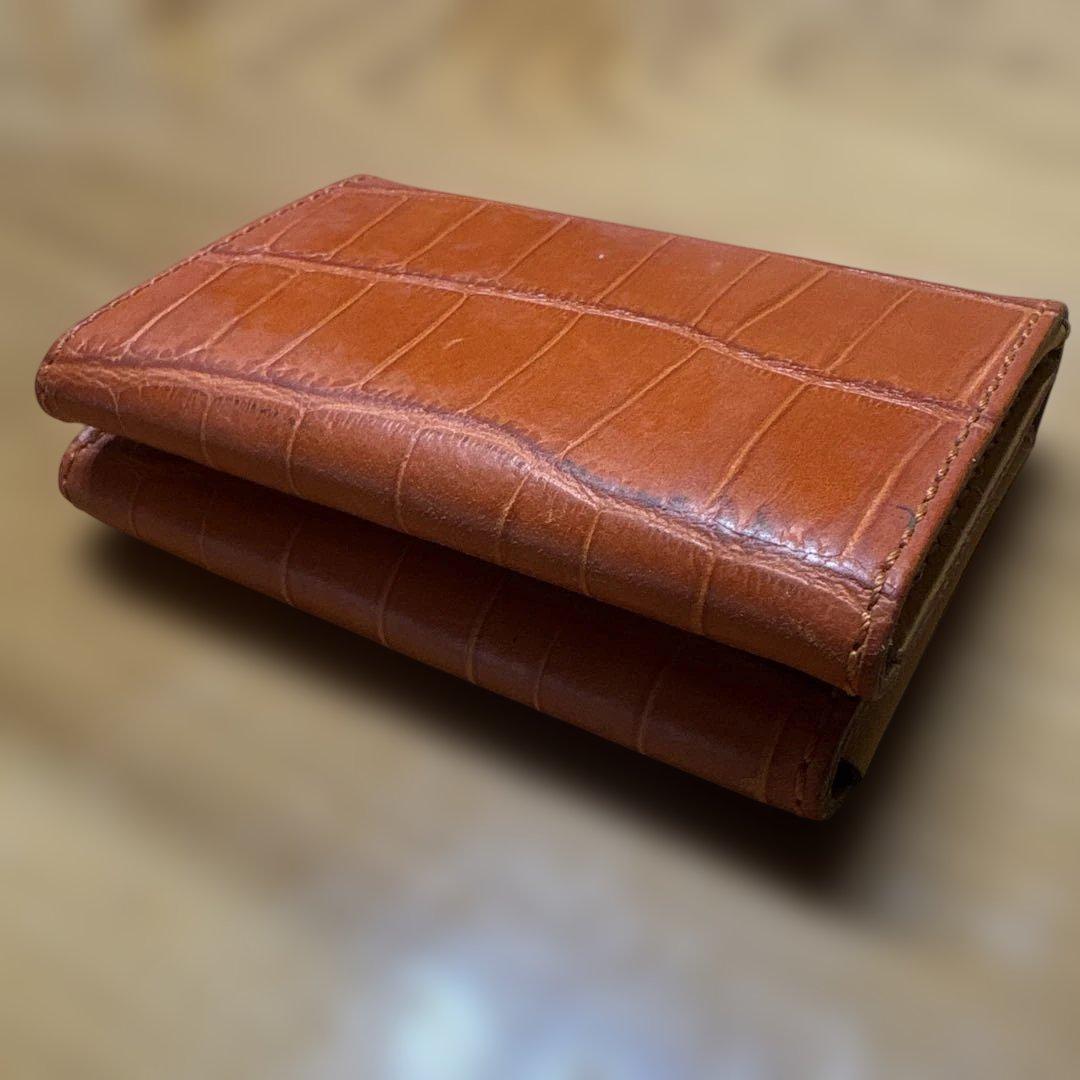 【新品未使用品】Felisi オレンジレザー名刺入れ 中古】フェリージ｜Felisi｜クロコ型押しエンボスレザー｜カード