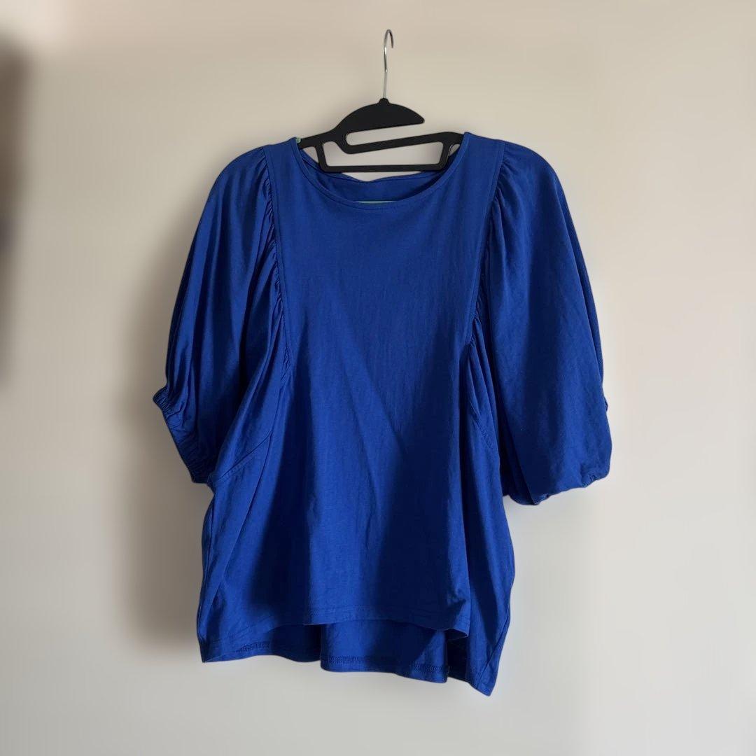 美品　エピデミーク　袖ギャザーカットソー　ロイヤルブルー