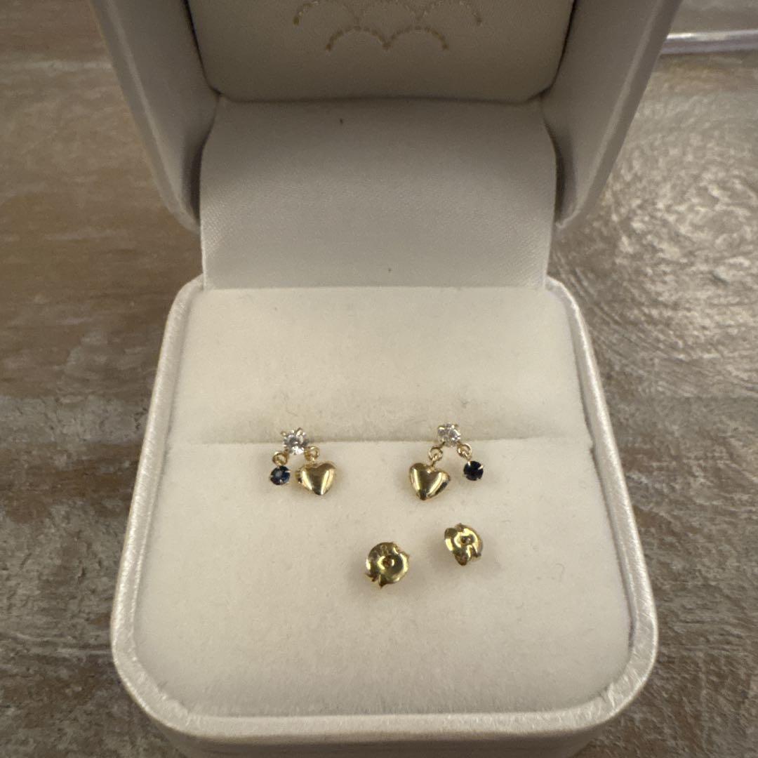 ハートx2石ピアス k18刻印 - メルカリ