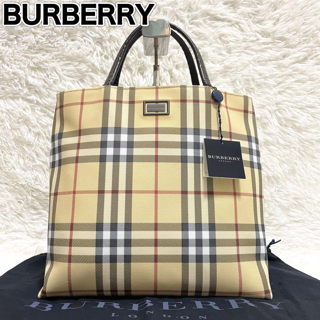 タグ付/バーバリーロンドン トートバッグ ハンドバッグ ノバチェック PVC