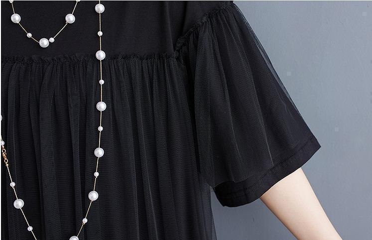 大きいサイズ レディース ワンピース　シアー　春夏 秋 新品 半袖　ブラック
