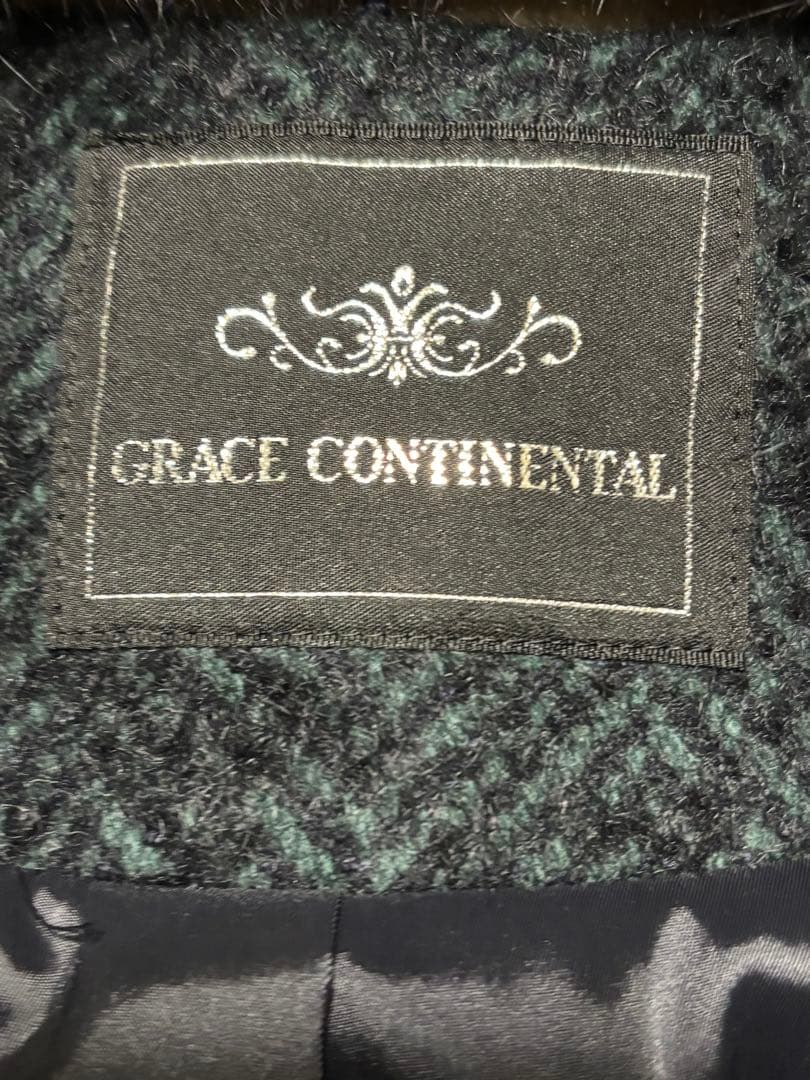 GRACECONTINENTAL モヘア ツイード ジャケット フォックスファー GRACECONTINENTAL モヘア ツイード ジャケット フォックスファー