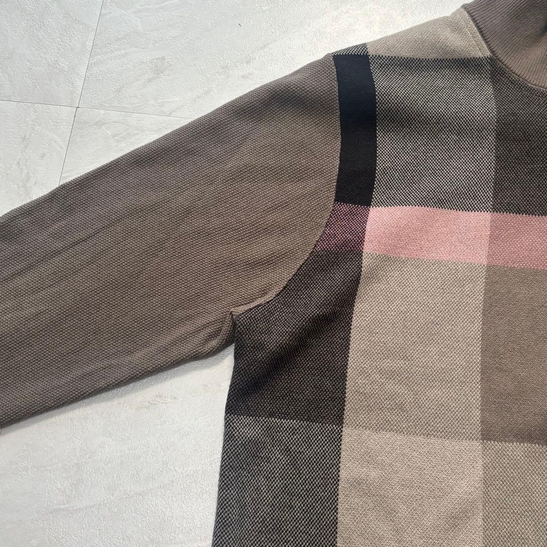 ブラックレーベルクレストブリッジ パネルチェック ジップカーディガン Mサイズ