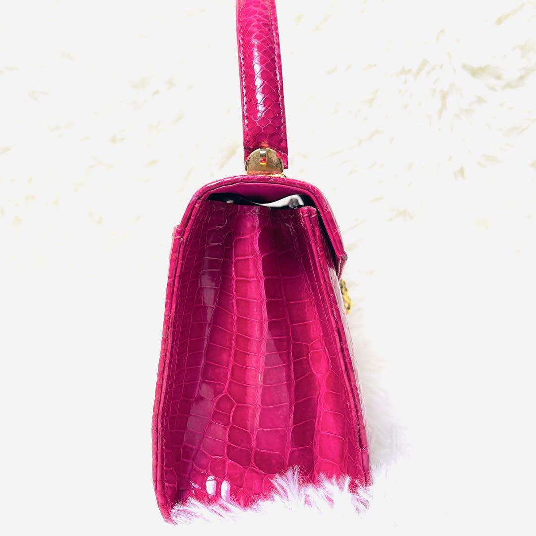 【美品】KAIYO クロコダイル クロコ バッグ 2way ショルダー ピンク 美品】KAIYO クロコダイル クロコ バッグ 2way ショルダー