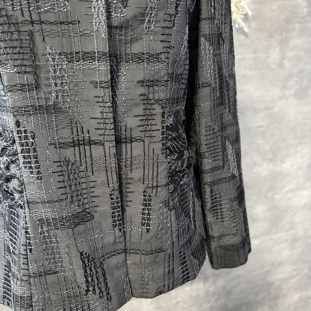 SOIR DOLCE ラメ糸刺繍入りジャガード ノーカラージャケット 9