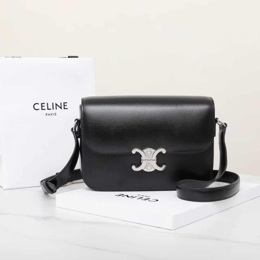 CÉLINE ブラックレザーショルダーバッグ CELINE ブラックレザーショルダーバッグ - メルカリ