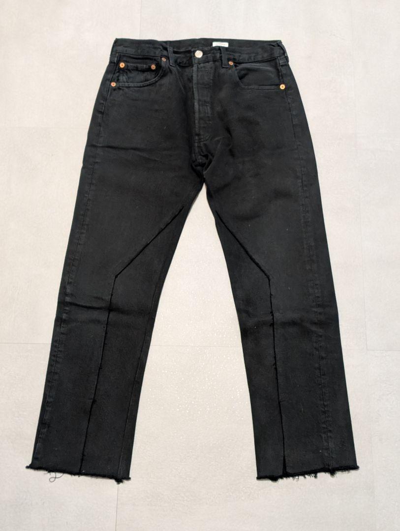 OLD PARK Levi'sリメイク スリットカットデニム　ブラックLサイズ