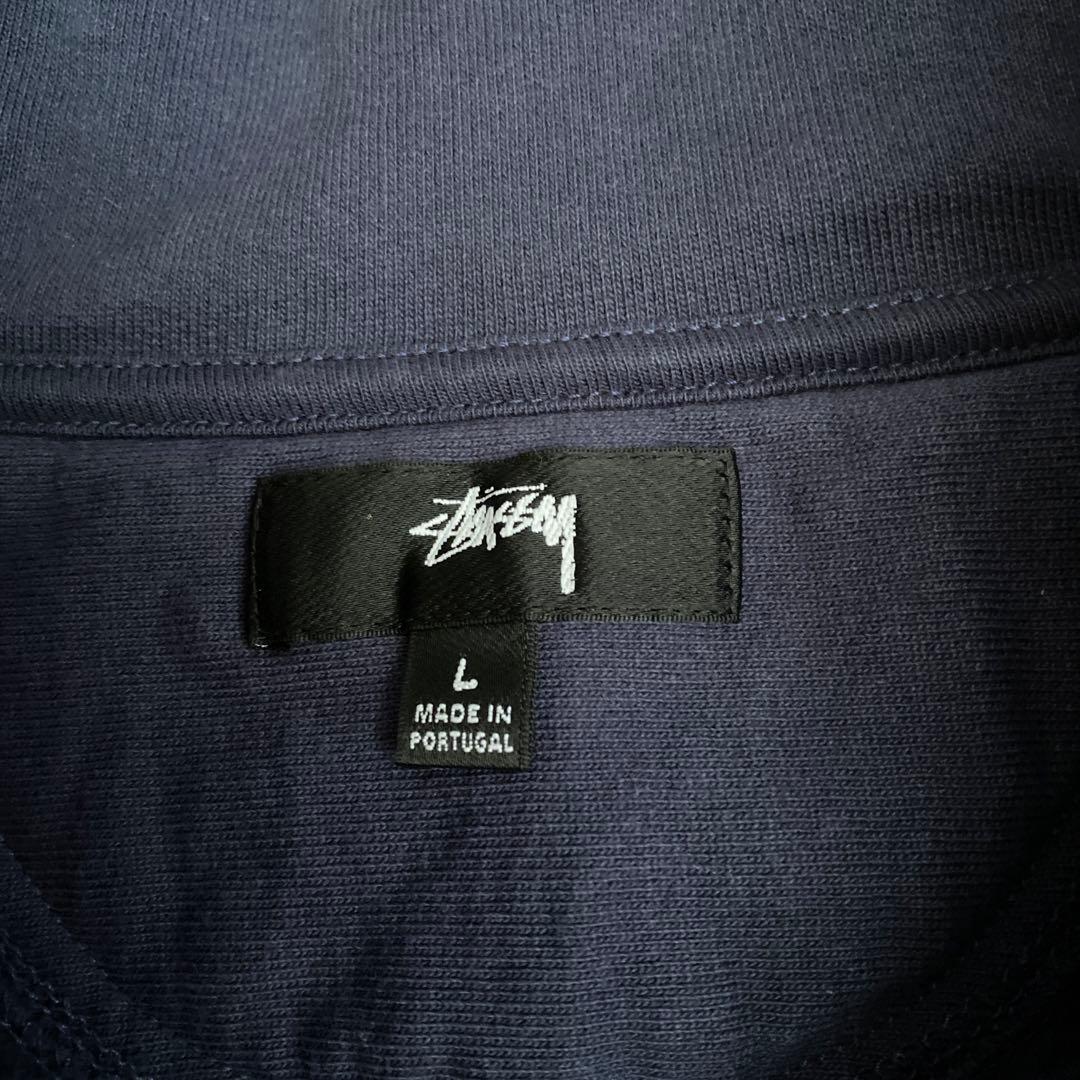 大人女性の ステューシー/STUSSY 刺繍ロゴ ネイビー L ハーフジップ