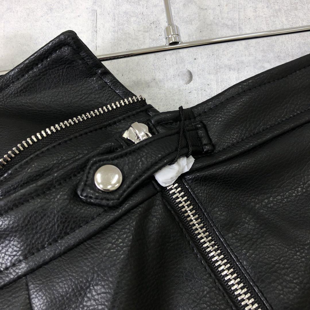 タグ付き新品 未使用 ZARA ライダースデザイン フェイクレザービスチェ