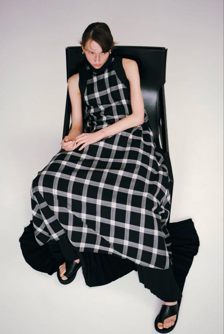 ワンピース louren stand collar check dress