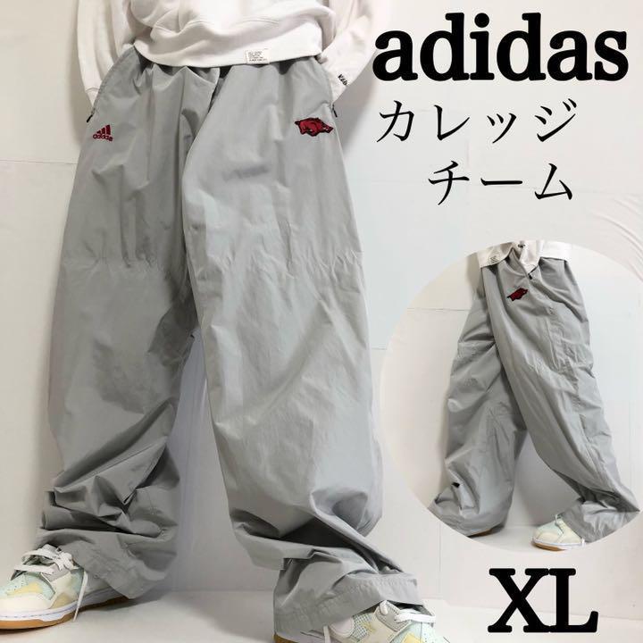 US古着adidas アディダス カレッジ系パフォーマンスロゴ ナイロンパンツ