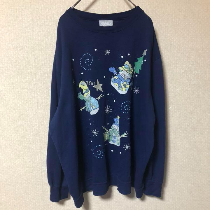 古着 クリスマス 雪だるま スター ラメ プリント スウェット 無料トライアル会員登録 クリスマス USA 90s ビンテージ リボン 美品 トレーナー ラメスウェット トレーナー/スウェット