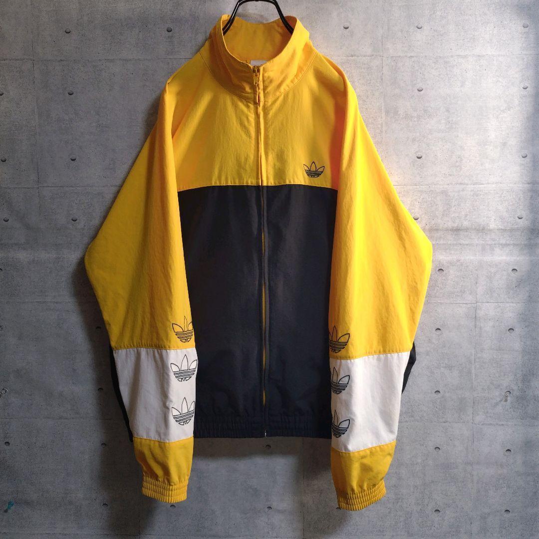 アディダス★井上尚弥着用 トレフォイル 刺繍ロゴ 切替 ナイロンジャケット L アディダス☆井上尚弥着用 トレフォイル 刺繍ロゴ 切替 ナイロン