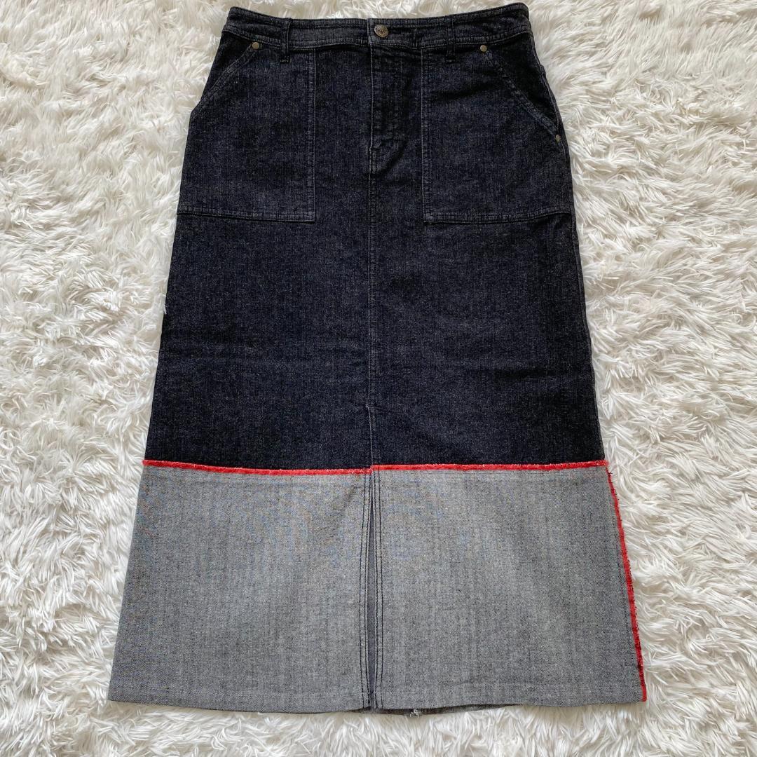 在庫処分セール テ VIVIENNE TAM 42 サイズXL デニムロングスカート ドラゴン刺繍 スカート