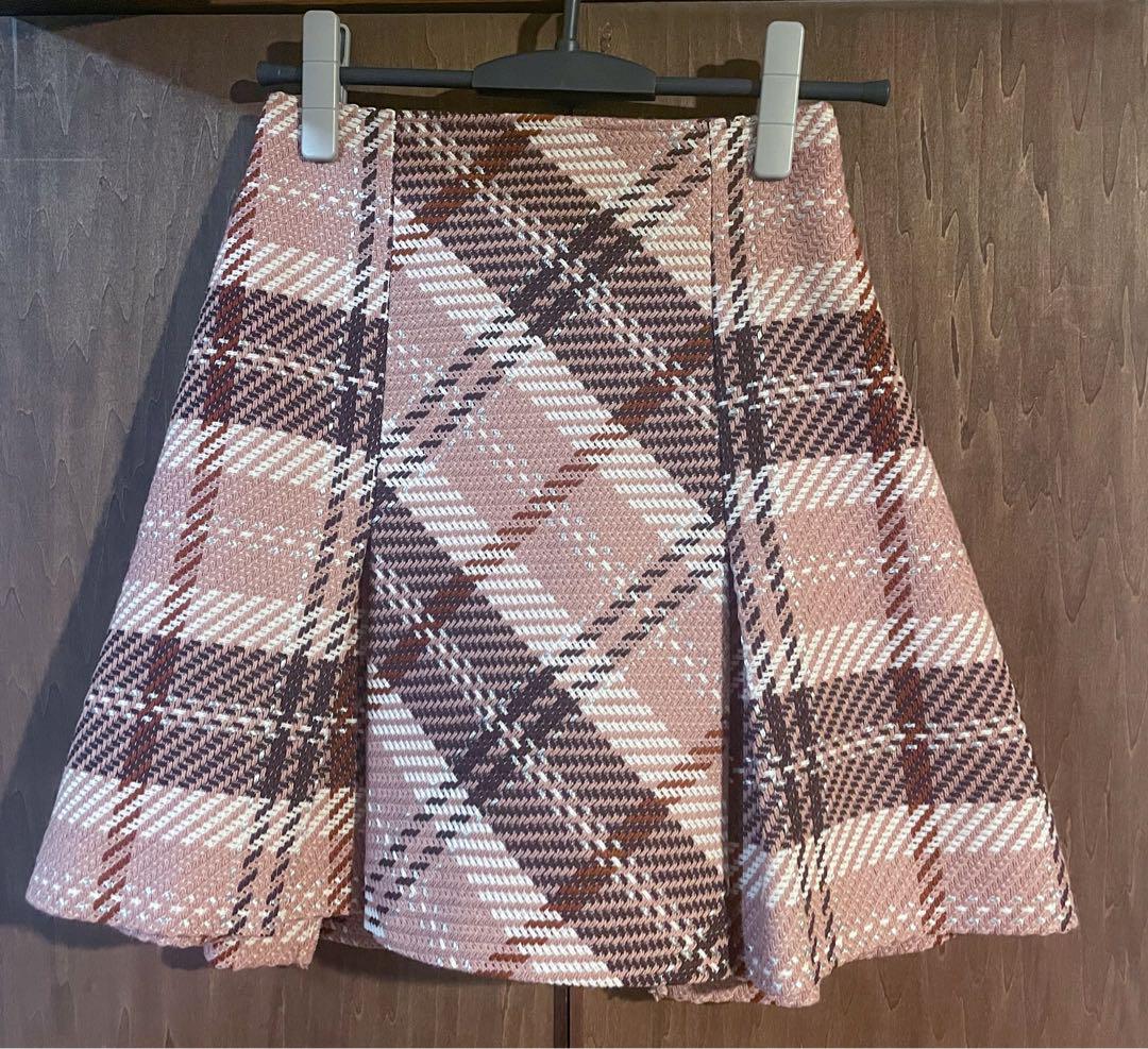 タグ付き SNIDEL ロービングチェックミニスカート ピンク 1