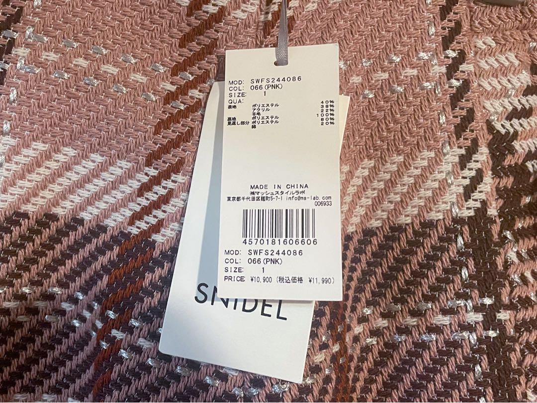 タグ付き SNIDEL ロービングチェックミニスカート ピンク 1