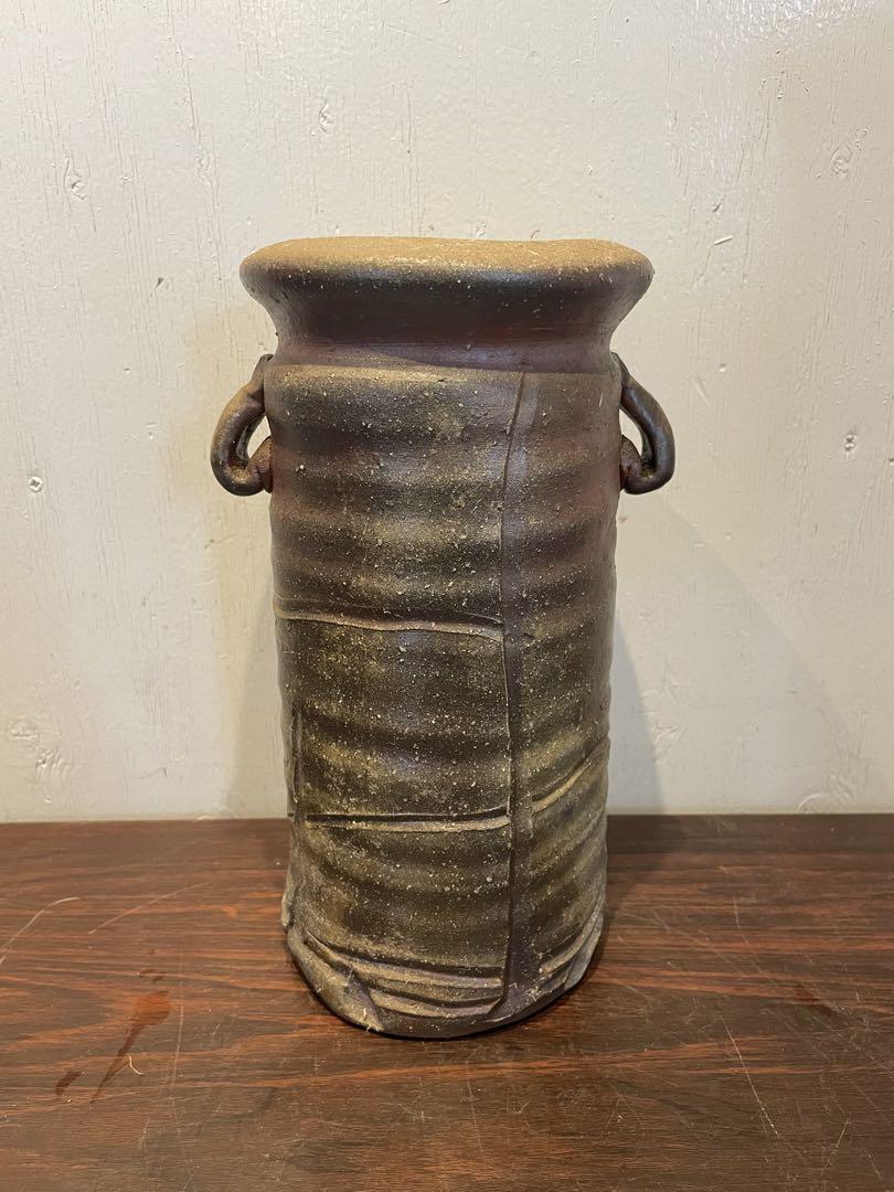 【備前焼】 花入　花器　花瓶　耳付き　陶器　陶芸　工芸品　置物　インテリア