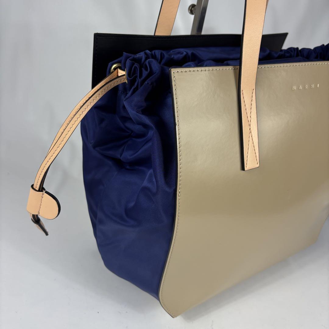 マルニ トートバッグ 本革 ラージ A4 GUSSET ガセット ベージュ系