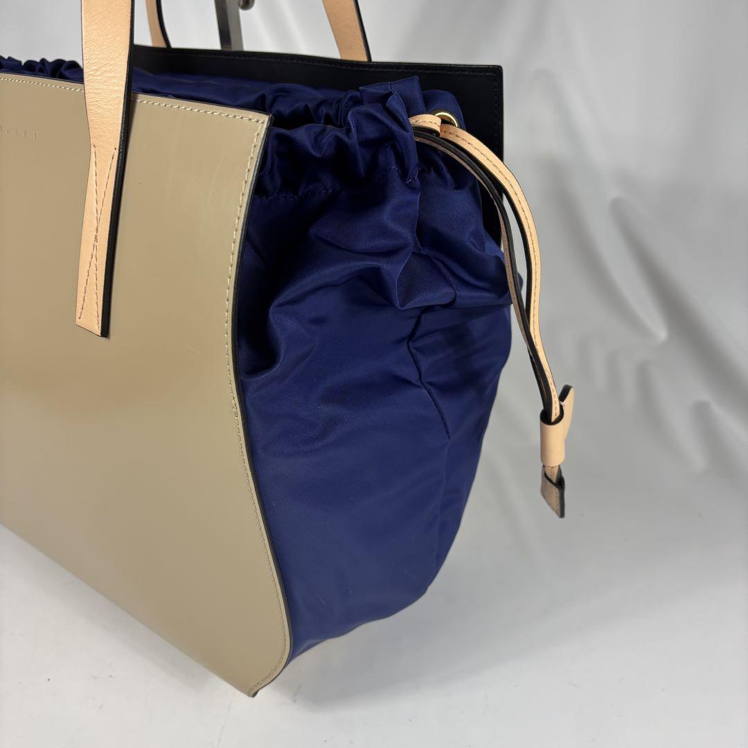 マルニ トートバッグ 本革 ラージ A4 GUSSET ガセット ベージュ系