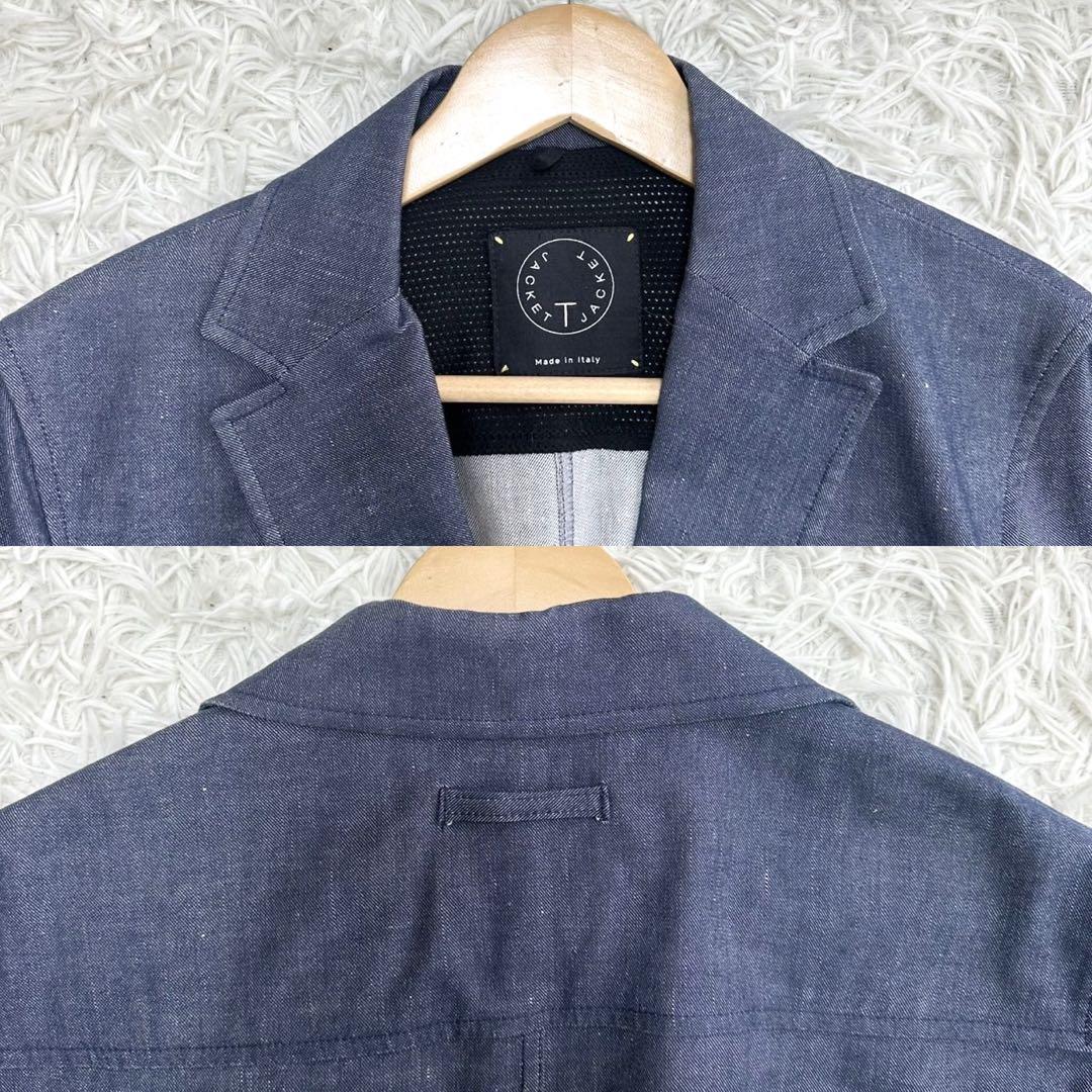 極美品✨T-JACKET リネン混 デニム テーラードジャケット L