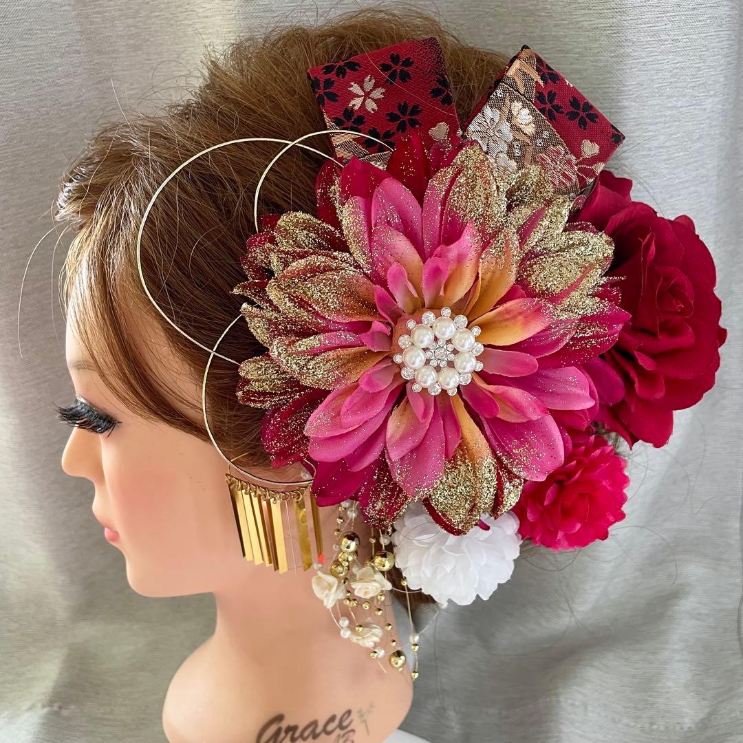 ピンク 和装髪飾り 振袖髪飾り 成人式髪飾り 色打掛髪飾り 結婚式髪飾り 着物 DECORATOM_COM_BR