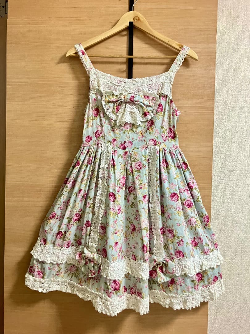 ベイビーザスターズシャインブライト ローズブーケニアジャンパースカート サックスFREE SIZE・BABY,THE STARS SHINE BRIGHT