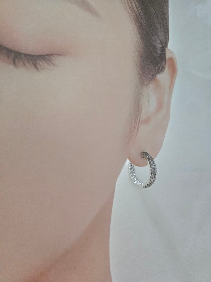 計1.00ct 天然ダイヤモンド　中折れ式　PT950 パヴェフープピアス