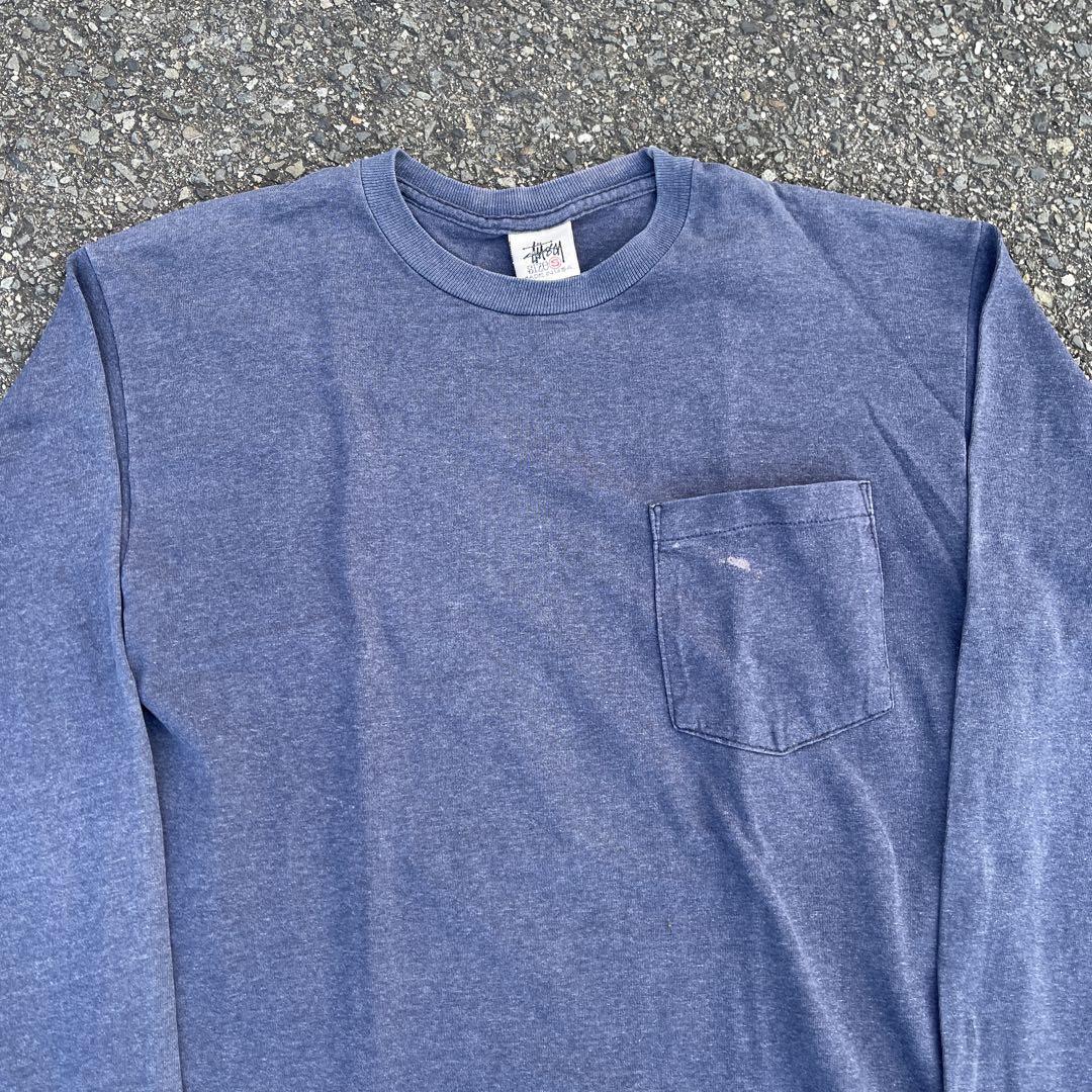 【希少】old stussy白タグ90s ビンテージ　ロンT 色褪せ　フェード