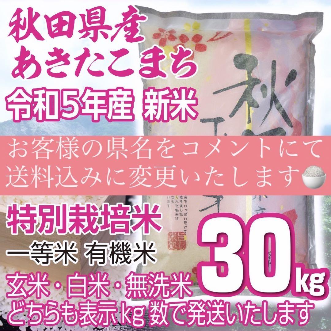 令和5年 秋田県産 新米あきたこまち30kg 特別栽培米 有機米 無