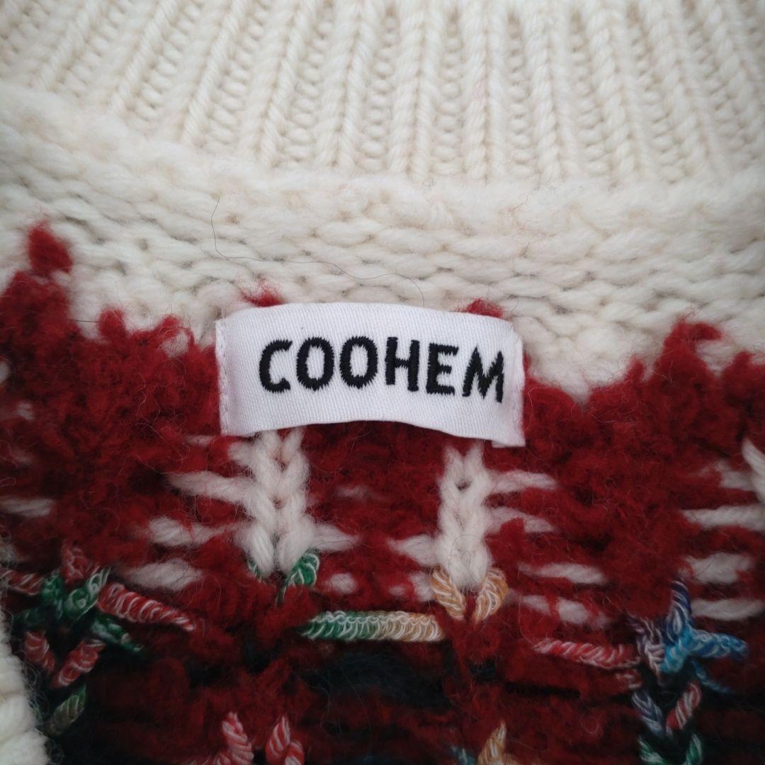 コーヘン　COHEN　ノルディックカーディガン　白　メンズ　サイズM