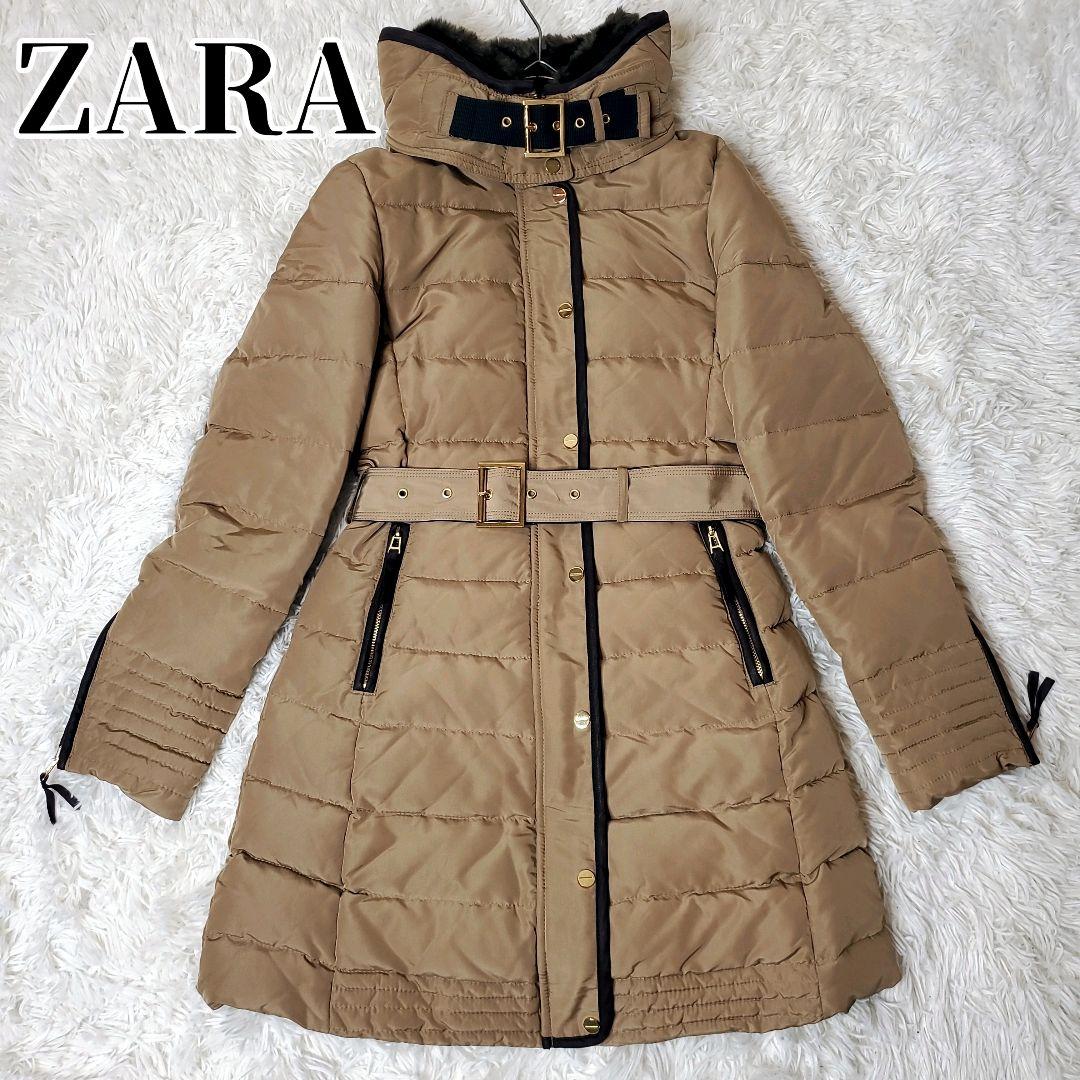 美品✨ZARA ダウンコート フード ファー ベルト 2WAY キャメル S