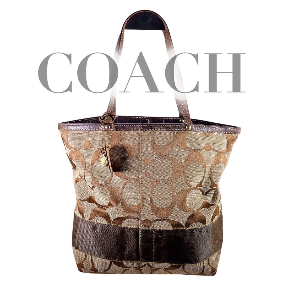 良品/COACH/トートバッグ/ベージュ/ブラウン/10125/シグネチャー