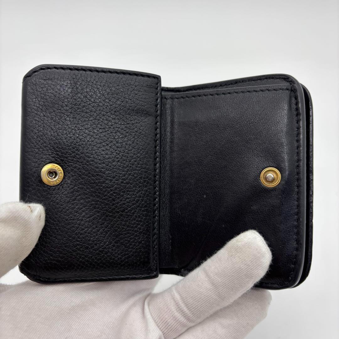 【美品】バレンシアガ 三つ折り財布 レザー BB 金具 コンパクトウォレット