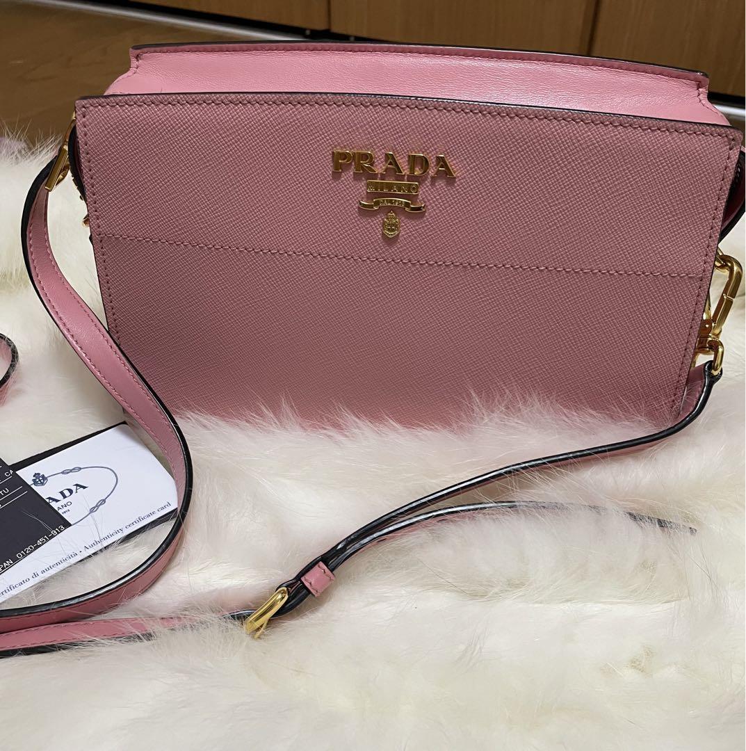 ＼半額SALE／ PRADA サフィアーノ ショルダーバッグ ピンク バッグ